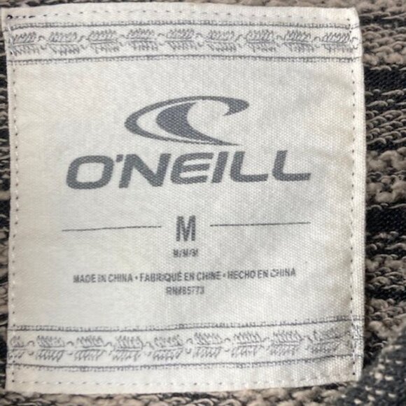 O'Neill black & brown Zippered Hooded Striped Sweater Sz M - Picture 6 of 8